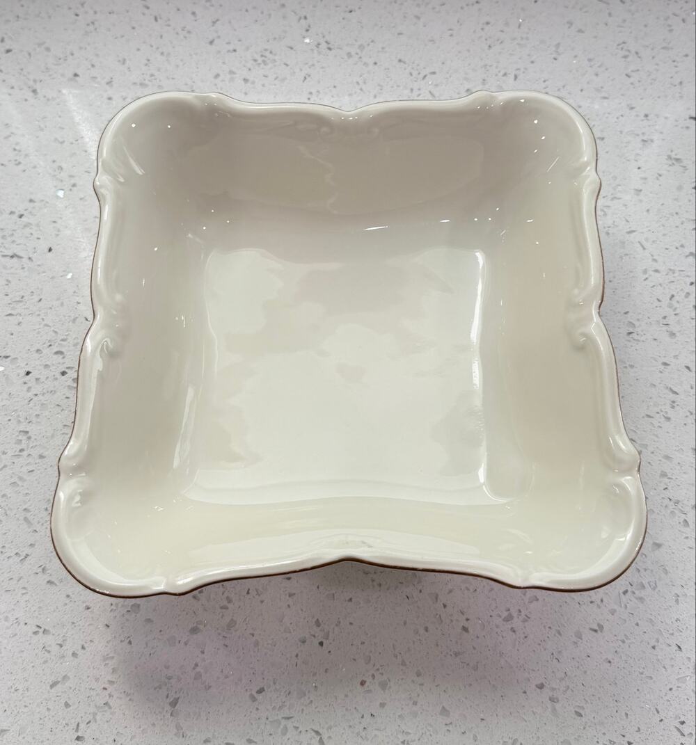 VTG C.T. Tielsch Altwasser Germany Square Porcelain Serving Bowl Gold Trim 8” - Picture 1 of 6